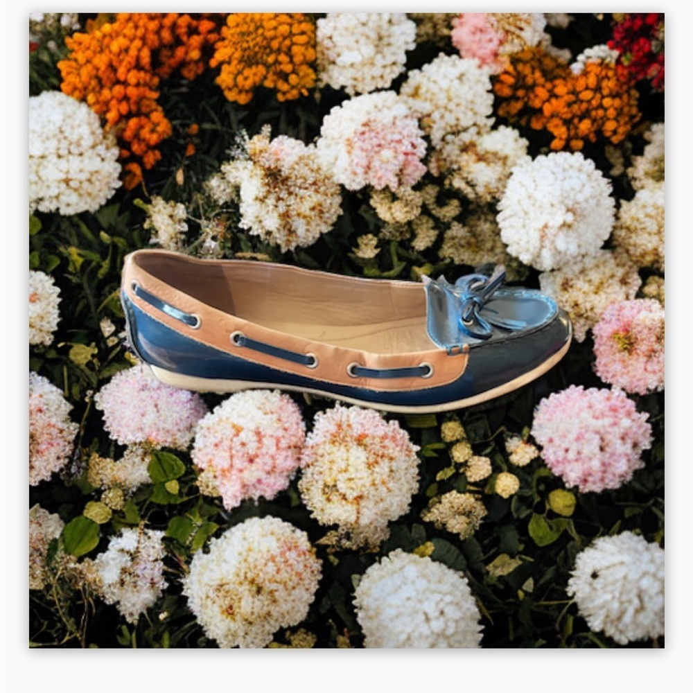 VTG Joan & David Darosalyn loafers-EUC-Sz 8.5-Retro -Blue& Tan- Unique -Rare